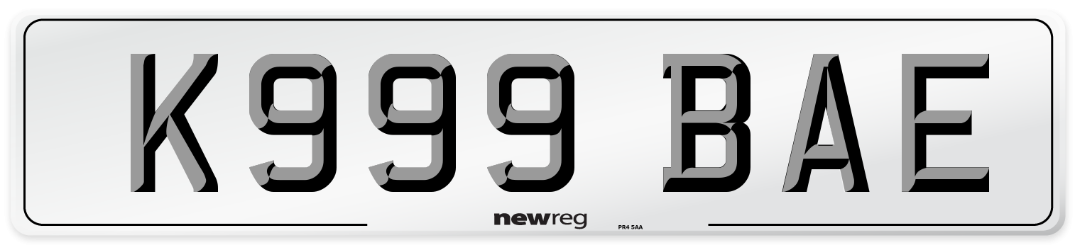 K999 BAE Number Plate from New Reg